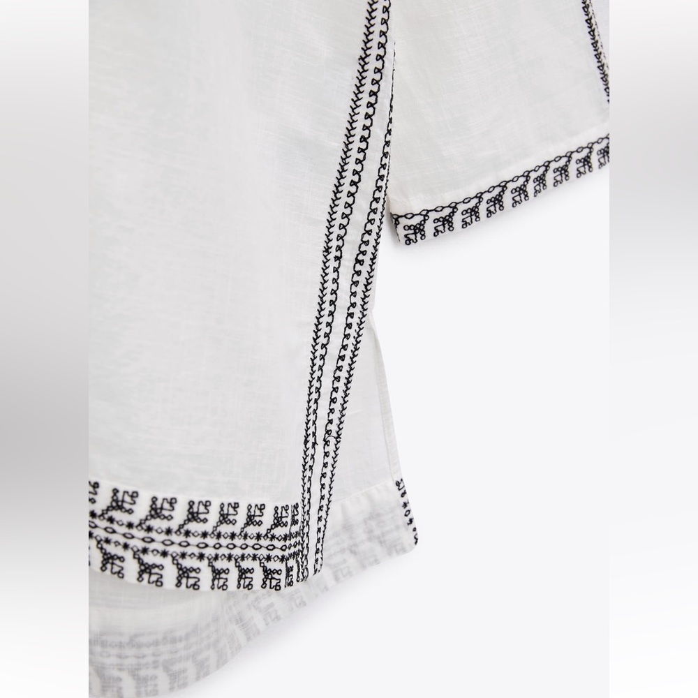 Zara EMBROIDERED TUNIC DRESS. Oyster White. Sizes L, XL. New with Tags. - Picture 9 of 9